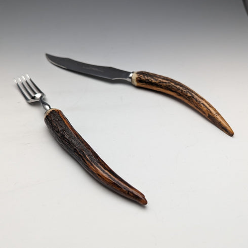 Vintage British Antler Handle Dinner Cutlery Set of 6 Pairs RF MOSLEY